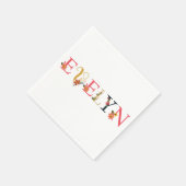 EVELYN花が刺繍された芸術の名前 スタンダードカクテルナプキン (角)