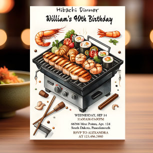 Even Chef Bbq Sushi日本の Hibachi 50誕生日 招待状
