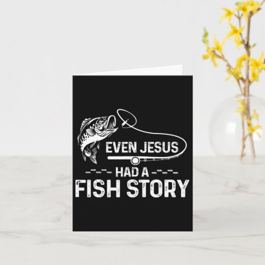 Even Jesus Had A Fish Story Cute Fishing Lover  カード (黄色い花)