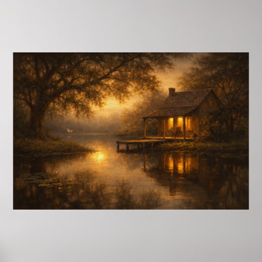 Evening at Ease | Lake Cabin Art | Poster ポスター (正面)