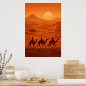 "Evening Caravan | Desert Silhouette Wall Art ポスター (キッチン)
