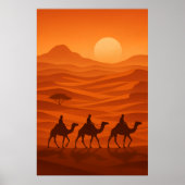 "Evening Caravan | Desert Silhouette Wall Art ポスター (正面)
