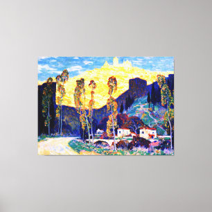 Evening, Siena, famous painting by Clarence Gagnon キャンバスプリント