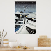 Evening Snow at Terajima Village Hasui Kawase  ポスター (キッチン)