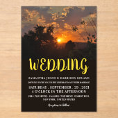 Evening Sunset Scene, Rustic Wedding アクリル招待状 (正面)