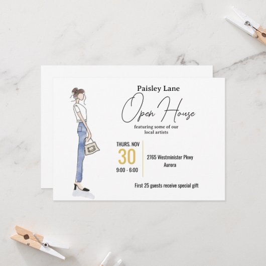 Event Invitation for open house or other 招待状 (正面/裏面インサイチュ)