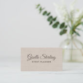 Event Planner Beige Linen Modern Elegant QR Code 名刺 (スタンド正面)