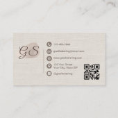 Event Planner Beige Linen Modern Elegant QR Code 名刺 (裏面)