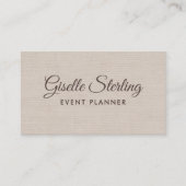 Event Planner Beige Linen Modern Elegant QR Code 名刺 (正面)