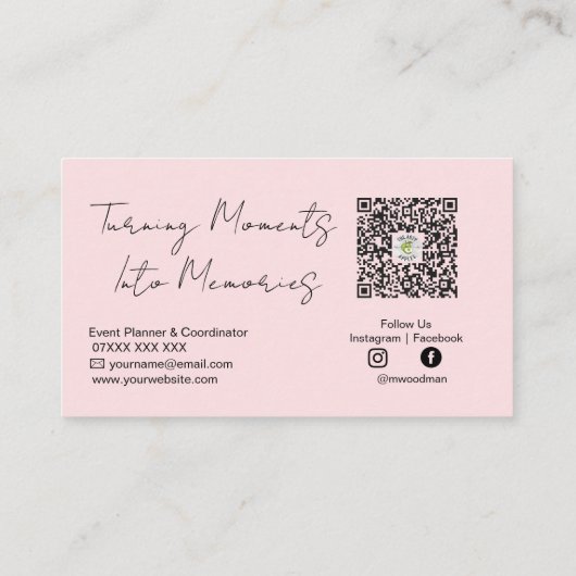 Event Planner Business Card Elegant Professional  名刺 (裏面)