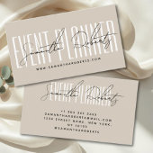 Event planner modern typography script beige 名刺