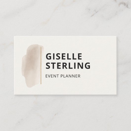 Event Planner Neutral Beige Watercolor 名刺 (正面)