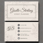 Event Planner Neutral Ivory Floral Elegant 名刺