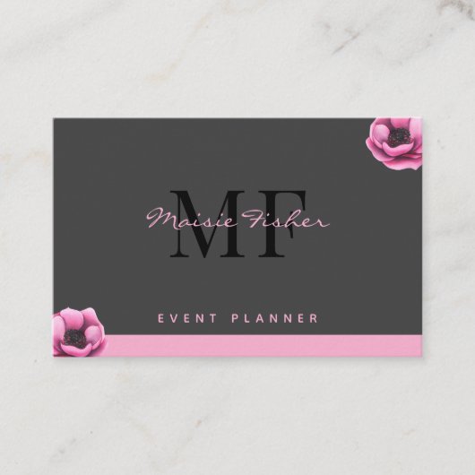 Event Planner QR Code Monogram Custom Modern 名刺 (正面)
