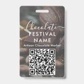 Event Staff Photo Qr Code Chocolate Festival Name バッジ (裏面)