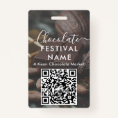 Event Staff Photo Qr Code Chocolate Festival Name バッジ (裏面)