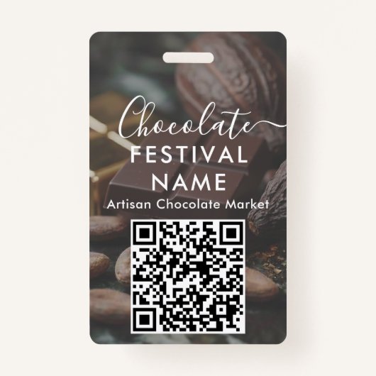 Event Staff Photo Qr Code Chocolate Festival Name バッジ (裏面)