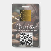 Event Staff Photo Qr Code Logo Chocolate Festival バッジ (裏面)