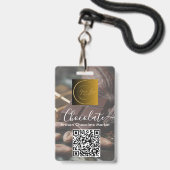 Event Staff Photo Qr Code Logo Chocolate Festival バッジ (裏面（ネックストラップ付）)