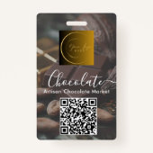 Event Staff Photo Qr Code Logo Chocolate Festival バッジ (裏面)