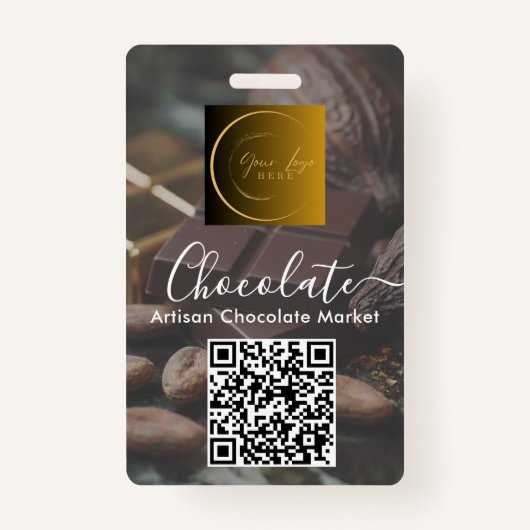 Event Staff Photo Qr Code Logo Chocolate Festival バッジ (裏面)