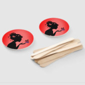 Éventail La femme papillons rouges ハンドファン (組立なし)