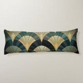 Eventails Art Déco - Or sur Émeraude ボディピロー (裏面)