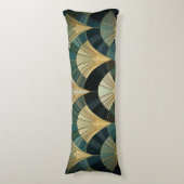 Eventails Art Déco - Or sur Émeraude ボディピロー (正面縦)