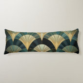 Eventails Art Déco - Or sur Émeraude ボディピロー (正面)