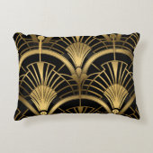 Éventails Gatsby - Noir et Or Art Déco アクセントクッション (正面)