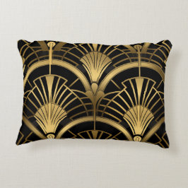 Éventails Gatsby - Noir et Or Art Déco アクセントクッション