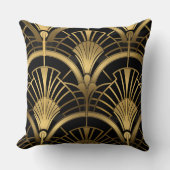 Éventails Gatsby - Noir et Or Art Déco クッション (正面)