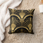 Éventails Gatsby - Noir et Or Art Déco クッション (ブランケット)