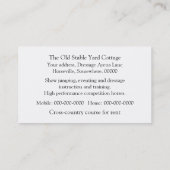 Eventerのクロス・カントリーの跳躍 名刺 (裏面)