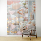 Events Pink Baby Shower Wall Backdrop Banner タペストリー (インサイチュ)