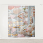Events Pink Baby Shower Wall Backdrop Banner タペストリー (正面)