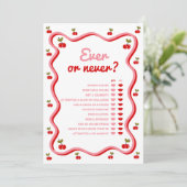 EverまたはNeverレトロさくらんぼシャワーゲームカード 招待状 (スタンド正面)