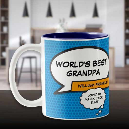 Ever 最高の Grandpa、Grandad、Grandadおもしろいブルー ツートーンマグカップ