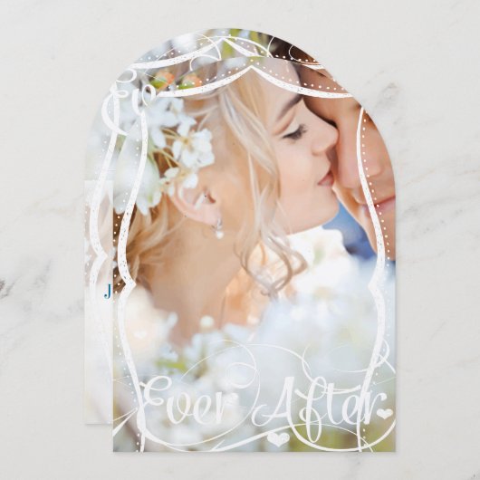 Ever Afterタイポグラフィの写真の結婚式の招待 招待状 (正面/裏面)