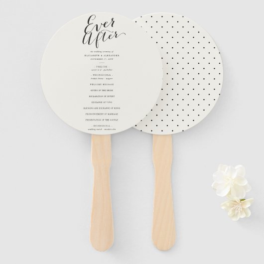 Ever After書道スクリプトシック結婚式 プログラム ハンドファン (正面&裏面)