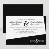 Ever & Ever ブラックアングル - ウェディング インビテーション (正面/裏面)