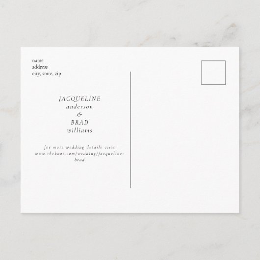 Ever Your B/W Wedding Save the Date ポストカード (裏面)