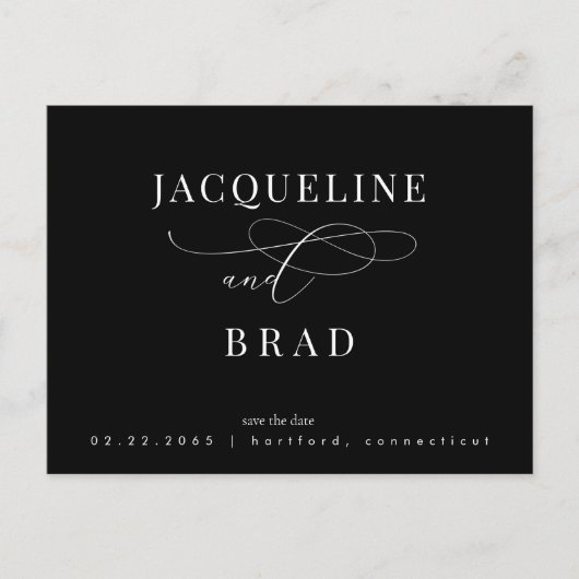 Ever Your B/W Wedding Save the Date ポストカード (正面)