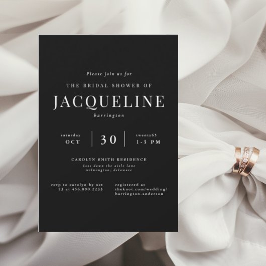 Ever Yours B/Wエレガントブライダルシャワー 招待状