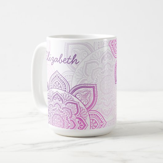 Everbloom Mandala 15 oz. Personalized Mug コーヒーマグカップ (正面左)