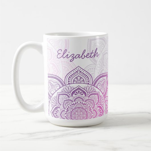 Everbloom Mandala 15 oz. Personalized Mug コーヒーマグカップ (左)