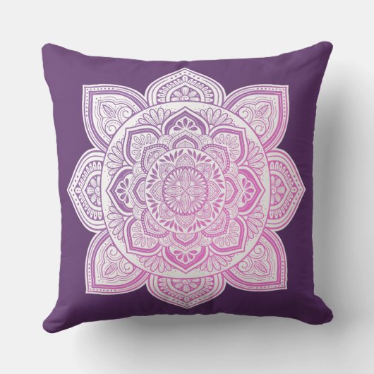 Everbloom Mandala Throw Pillow クッション (裏面)