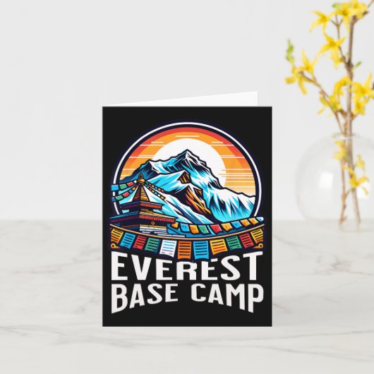 Everest Base Camp Prayer Flags Nepali Himalayan Hi カード (黄色い花)