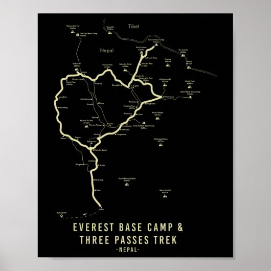 Everest Base Camp Trek Everest Hiking Map  ポスター (正面)