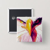 "Everette"の白頭鷲の水彩画 缶バッジ (正面&裏面)